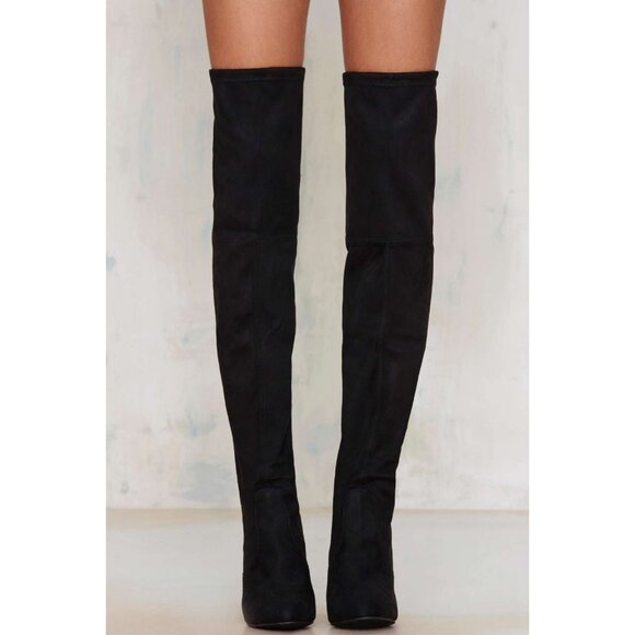 Steven Madden "Gorgeous" Thigh High Over the Knee Suede Block High Heel Boots - Picture 8 of 15